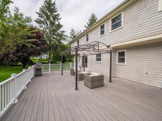565 Danbury Rd, Wilton, CT 06897 - wooden deck featuring outdoor lounge area and grilling area