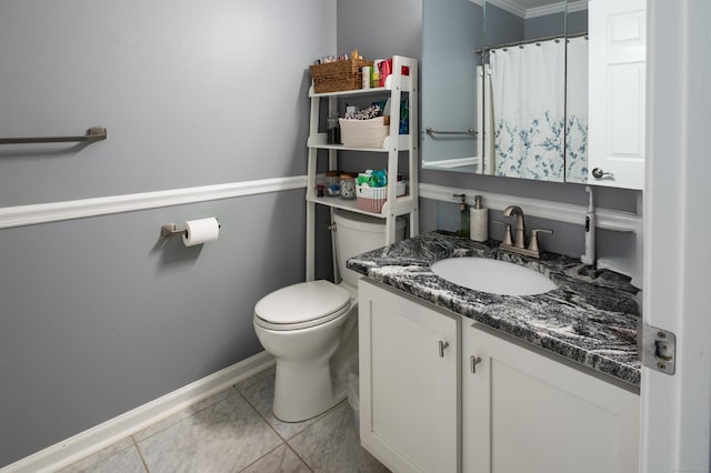 5 Pope St, New Haven, CT 06512 - bathroom featuring vanity, tile patterned flooring, a shower with curtain, and ornamental molding