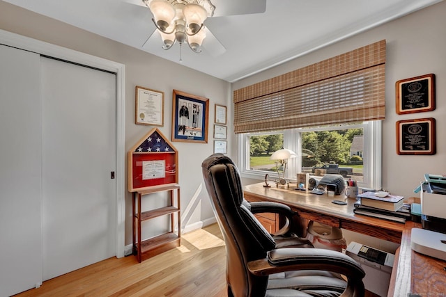 35 Twelve Acre Ln, Glastonbury, CT 06033 - office area with light wood-style flooring and ceiling fan