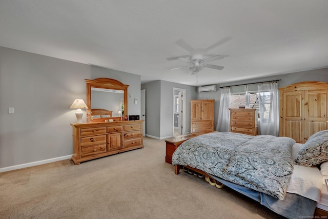 35 Twelve Acre Ln, Glastonbury, CT 06033 - bedroom featuring a wall mounted air conditioner, light colored carpet, and a ceiling fan