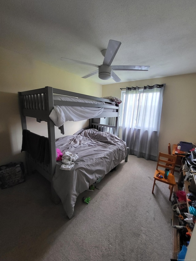16 Seymour Rd Unit 9B, East Granby, CT 06026 - bedroom featuring carpet flooring, ceiling fan, and a textured ceiling