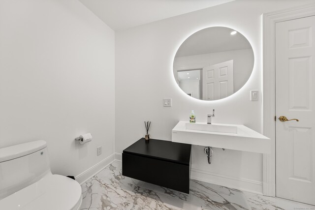 34 Edgewood Dr, Greenwich, CT 06831 - half bath with marble finish floors and toilet