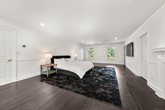 34 Edgewood Dr, Greenwich, CT 06831 - bedroom with wood finished floors, ornamental molding, and recessed lighting