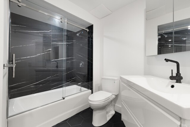 34 Edgewood Dr, Greenwich, CT 06831 - bathroom with vanity, enclosed tub / shower combo, and tile patterned floors