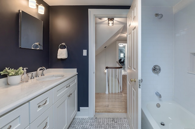 182 Bennetts Farm Rd, Ridgefield, CT 06877 - bathroom with vanity, shower / bath combination, and tile patterned flooring