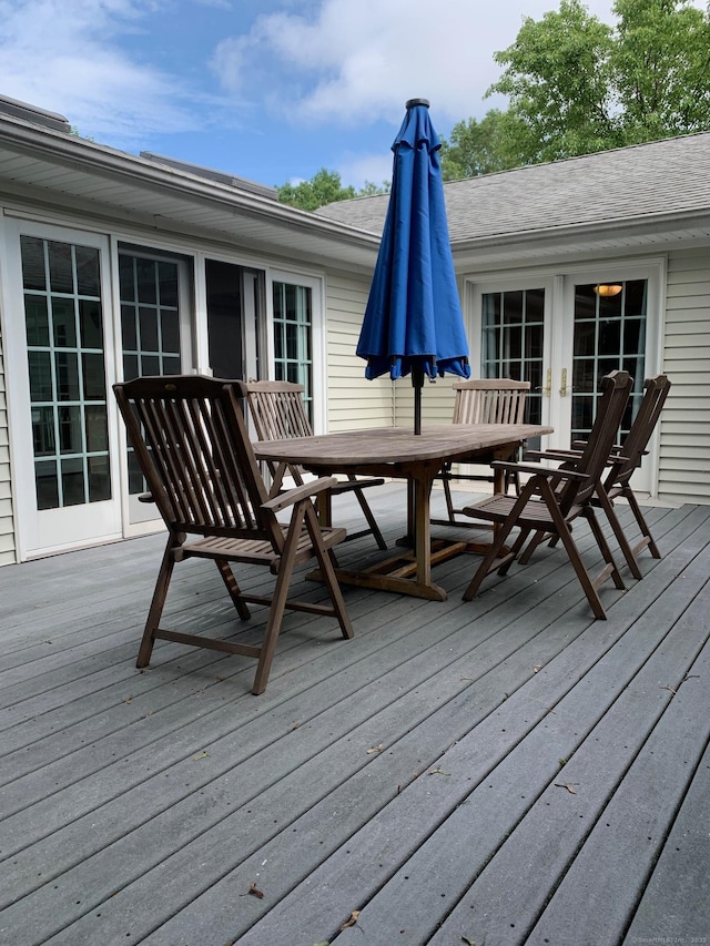 180 Round Hill Rd, Cheshire, CT 06410 - wooden deck featuring outdoor dining area and french doors