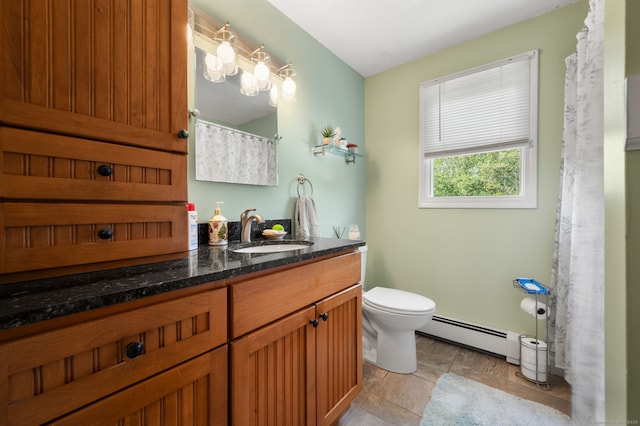 135 Liberty St Unit 135, Clinton, CT 06413 - full bathroom with a baseboard heating unit, vanity, and curtained shower