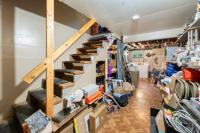 135 Liberty St Unit 135, Clinton, CT 06413 - basement with stairs and independent washer and dryer