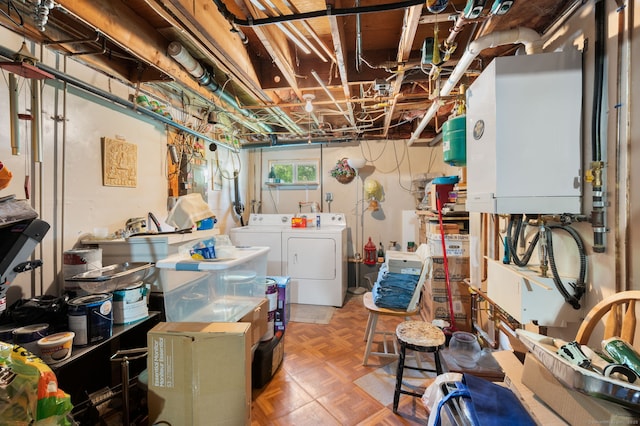 135 Liberty St Unit 135, Clinton, CT 06413 - below grade area with washer and clothes dryer and water heater