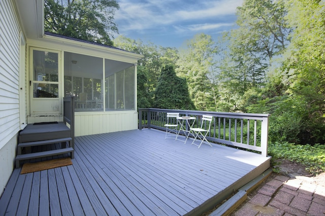 3 Deerfield Dr, Clinton, CT 06413 - wooden deck featuring a sunroom