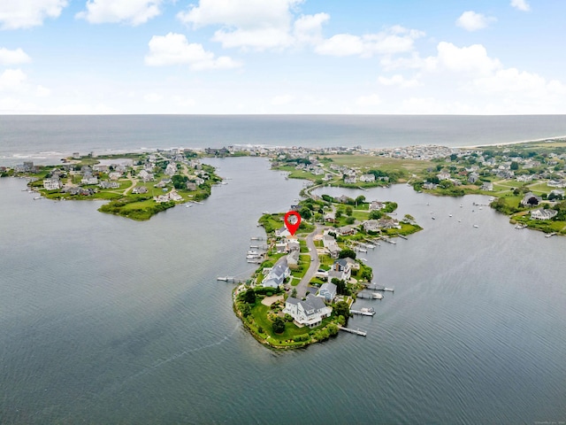 aerial view of a nearby body of water
