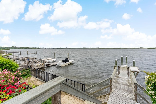 dock area featuring a water view