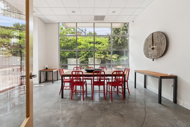 33 N Water St Unit 505, Norwalk, CT 06854 - dining space with a wall of windows, concrete floors, and plenty of natural light