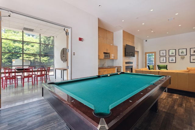 33 N Water St Unit 505, Norwalk, CT 06854 - playroom featuring dark wood-style flooring, pool table, and recessed lighting