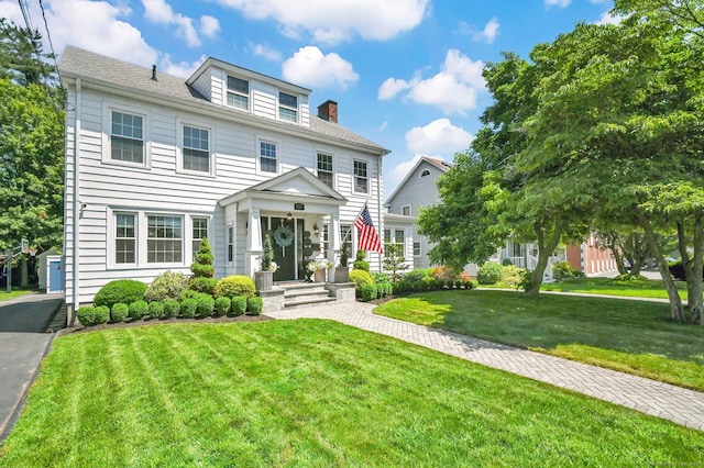 1676 Boulevard Blvd, West Hartford, CT 06107 - view of front facade with a chimney and a front yard