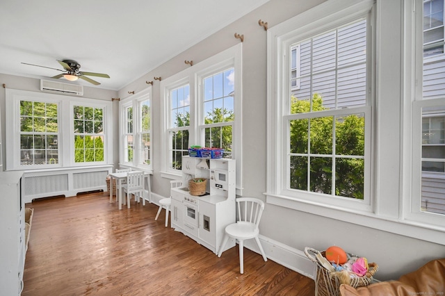 1676 Boulevard Blvd, West Hartford, CT 06107 - sunroom / solarium featuring a wall mounted AC and wood finished floors