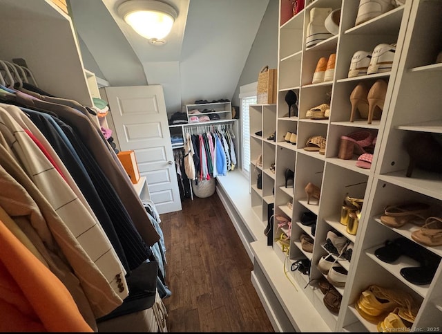 1676 Boulevard Blvd, West Hartford, CT 06107 - walk in closet featuring dark wood-type flooring and vaulted ceiling