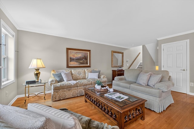 1401 Pinnacle Way Unit 1401, Danbury, CT 06811 - living room with stairs, wood finished floors, and ornamental molding