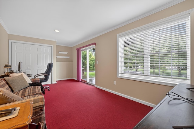 1401 Pinnacle Way Unit 1401, Danbury, CT 06811 - office area featuring ornamental molding and dark carpet