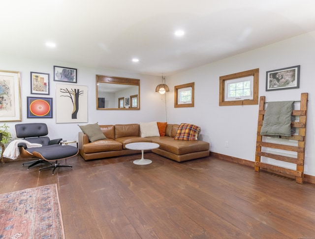 17 Kathleen Dr, Stratford, CT 06614 - living area featuring dark wood finished floors and recessed lighting