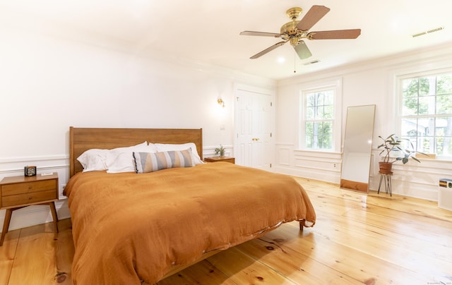 17 Kathleen Dr, Stratford, CT 06614 - bedroom featuring crown molding, light wood finished floors, and ceiling fan