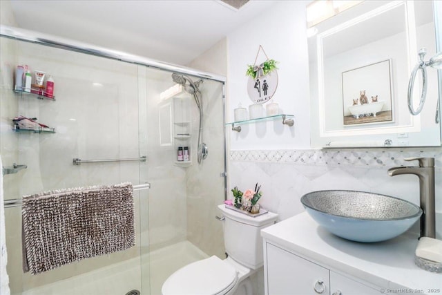 59 Courtland Ave Apt 3Q, Stamford, CT 06902 - bathroom with vanity, a stall shower, and tile walls