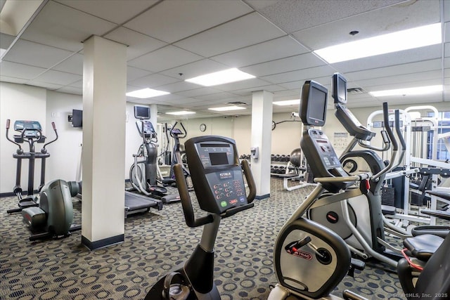 59 Courtland Ave Apt 3Q, Stamford, CT 06902 - exercise room with a drop ceiling and carpet