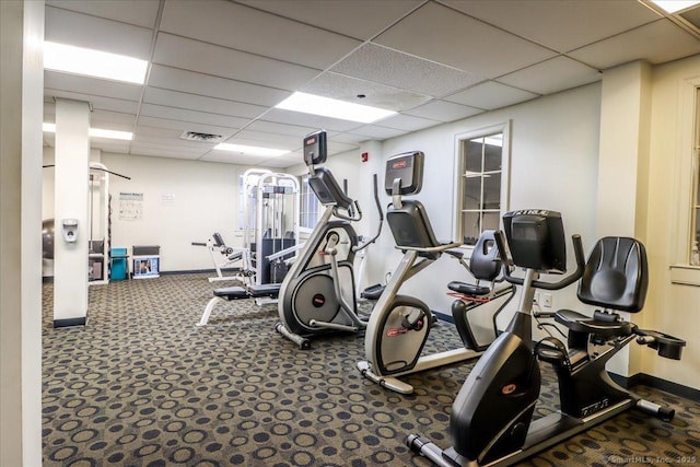 59 Courtland Ave Apt 3Q, Stamford, CT 06902 - exercise room with a drop ceiling and carpet