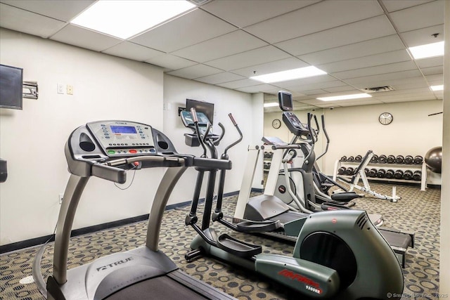 59 Courtland Ave Apt 3Q, Stamford, CT 06902 - gym with a paneled ceiling and carpet floors