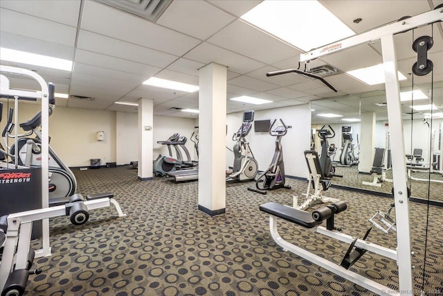 59 Courtland Ave Apt 3Q, Stamford, CT 06902 - exercise room with carpet flooring and a paneled ceiling