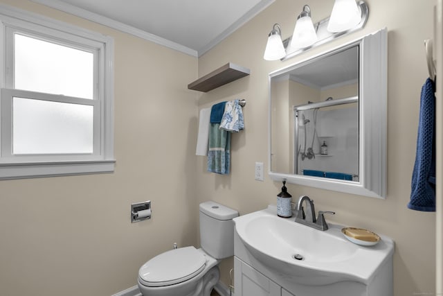 35 Brower St, West Haven, CT 06516 - full bathroom with vanity, a shower with door, and crown molding