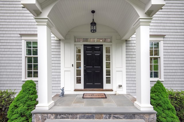 319 Mountain Rd, Wilton, CT 06897 - doorway to property with a porch