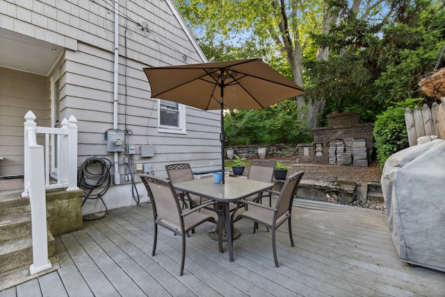 53 Daytona St, West Haven, CT 06516 - wooden terrace featuring outdoor dining space and a grill