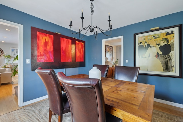 53 Daytona St, West Haven, CT 06516 - dining area featuring a chandelier, wood finished floors, and recessed lighting