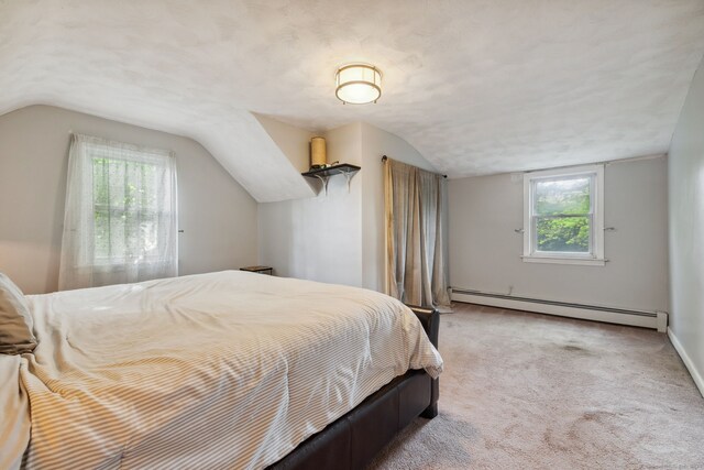 53 Daytona St, West Haven, CT 06516 - bedroom with a baseboard radiator, vaulted ceiling, and carpet flooring