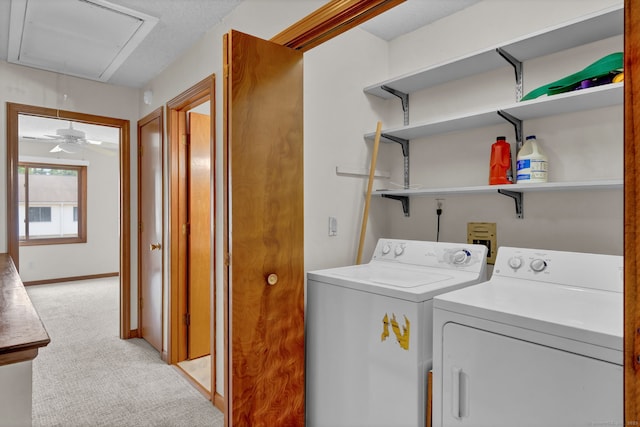410 Emmett St Unit 45, Bristol, CT 06010 - laundry room with attic access, washer and clothes dryer, and light colored carpet