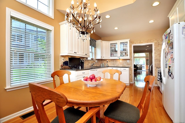 20 Carnoustie Cir, Bloomfield, CT 06002 - dining space featuring recessed lighting, light wood-style floors, and a chandelier