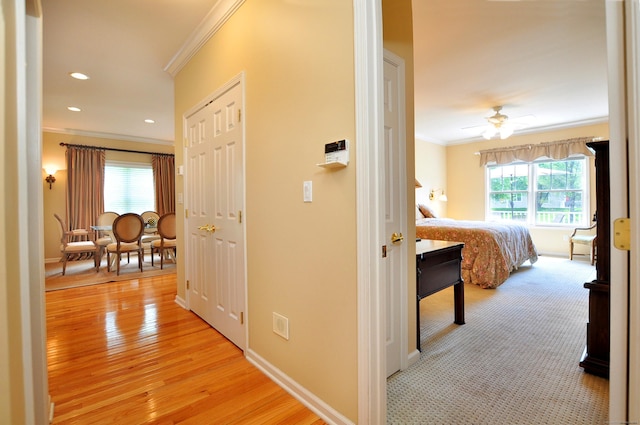 20 Carnoustie Cir, Bloomfield, CT 06002 - hall featuring crown molding, plenty of natural light, light wood-style floors, and recessed lighting