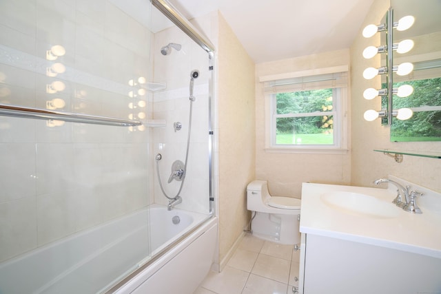57 Apple Tree Ln, Hamden, CT 06518 - bathroom featuring tile patterned floors, combined bath / shower with glass door, and vanity