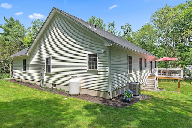 6 S Bear Hill Rd, Chaplin, CT 06235 - view of home's exterior featuring a deck and a lawn