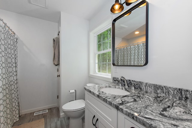 6 S Bear Hill Rd, Chaplin, CT 06235 - bathroom with vanity, wood finished floors, and a shower with shower curtain