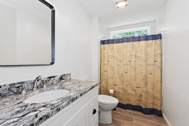 6 S Bear Hill Rd, Chaplin, CT 06235 - bathroom featuring vanity, wood finished floors, and a shower with shower curtain