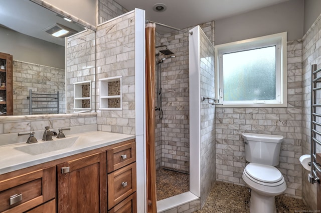 90 Edgewood Way, New Haven, CT 06515 - full bathroom with vanity, a shower stall, and a towel warmer