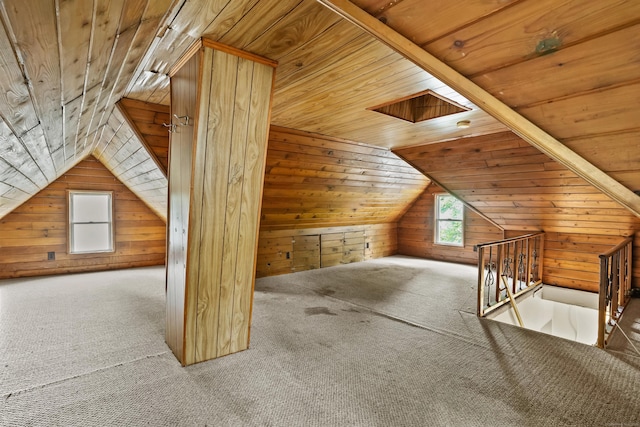 17 Pleasant St, Danbury, CT 06810 - bonus room with wooden ceiling, wood walls, carpet flooring, and lofted ceiling