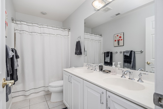 7 Concord Ct Unit 7, Southbury, CT 06488 - full bathroom featuring tile patterned floors, double vanity, and a shower with shower curtain
