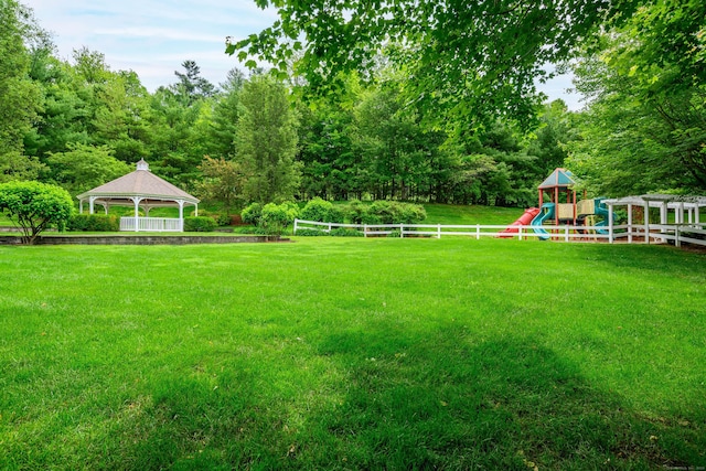 7 Concord Ct Unit 7, Southbury, CT 06488 - view of yard featuring a gazebo and a wooded view