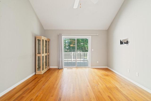44 Forshaw Ave Unit 44, Plainville, CT 06062 - empty room with vaulted ceiling, wood finished floors, and a ceiling fan