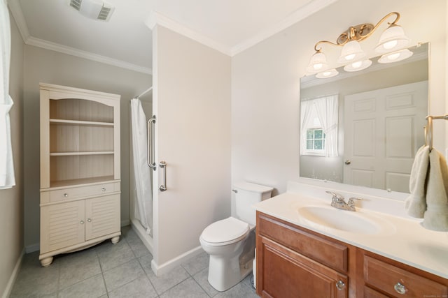 44 Forshaw Ave Unit 44, Plainville, CT 06062 - bathroom featuring vanity, ornamental molding, tile patterned floors, and a shower with curtain