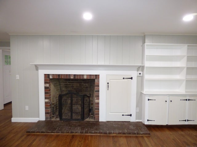 545 Simsbury Rd, Bloomfield, CT 06002 - detailed view of wood finished floors, a fireplace, recessed lighting, and ornamental molding