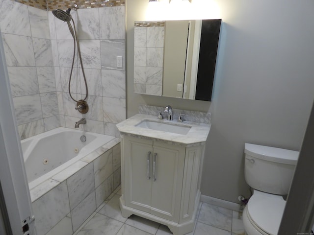545 Simsbury Rd, Bloomfield, CT 06002 - full bath with vanity, a combined bath / shower with jetted tub, and marble finish flooring